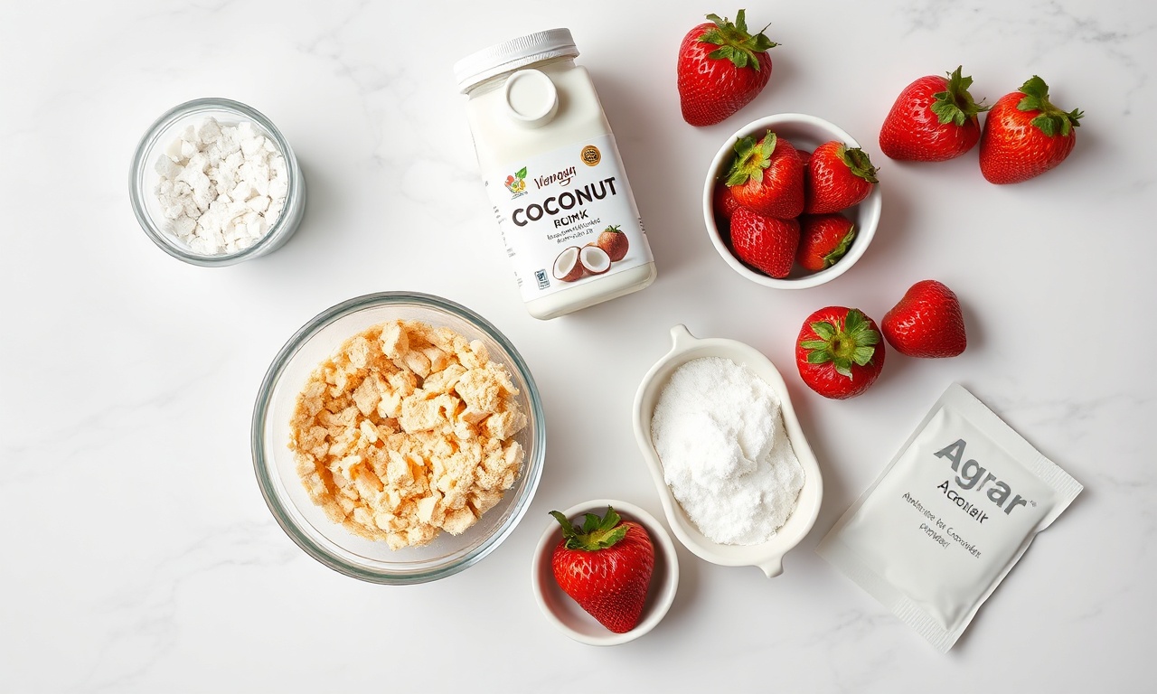 Vista de cima dos ingredientes veganos organizados