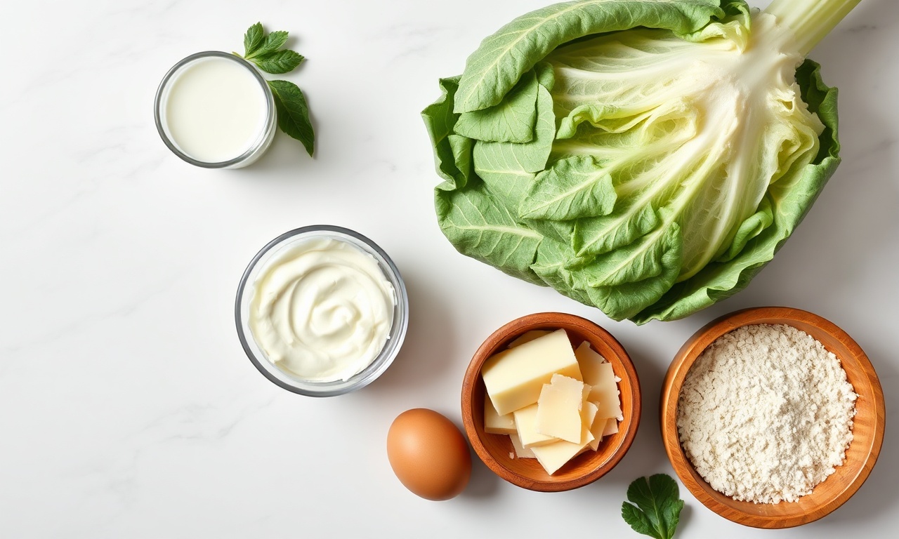 Vista de cima dos ingredientes organizados sobre superfície clara.
