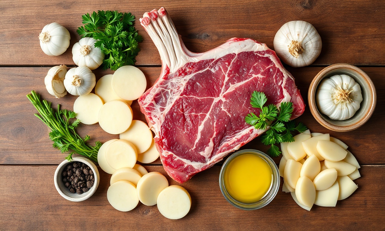 Vista de cima dos ingredientes organizados sobre superfície de madeira