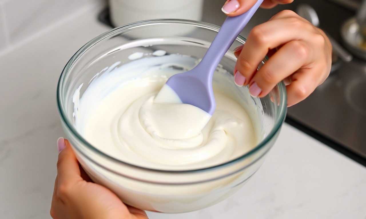 Como Congelar Requeijão Cremoso (Truque Para Ficar Perfeito) 5 O momento crucial de misturar o creme de leite ao requeijão para garantir a textura.