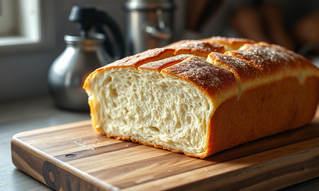 Pão De Forma Na Airfryer Fofinho Com 5 Ingredientes 3 Pão de forma caseiro, levemente dourado e fatiado, mostrando o miolo fofo e uniforme.