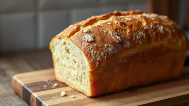 O pão de liquidificador finalizado, com casca dourada e textura macia, pronto para ser fatiado e servido.