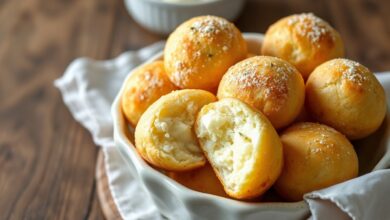 Bolinhas douradas e fofinhas de pão de queijo fit, com textura macia por dentro e levemente crocante por fora.