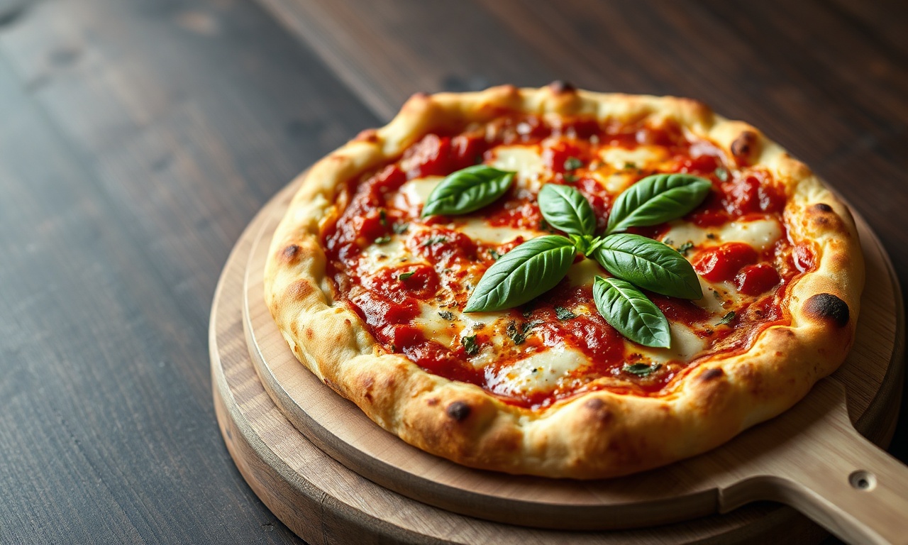 Massa De Pizza Sem Leite: Fofa E Crocante Em 30 Minutos 3 Uma pizza caseira com massa sem leite, dourada e crocante, pronta para servir.