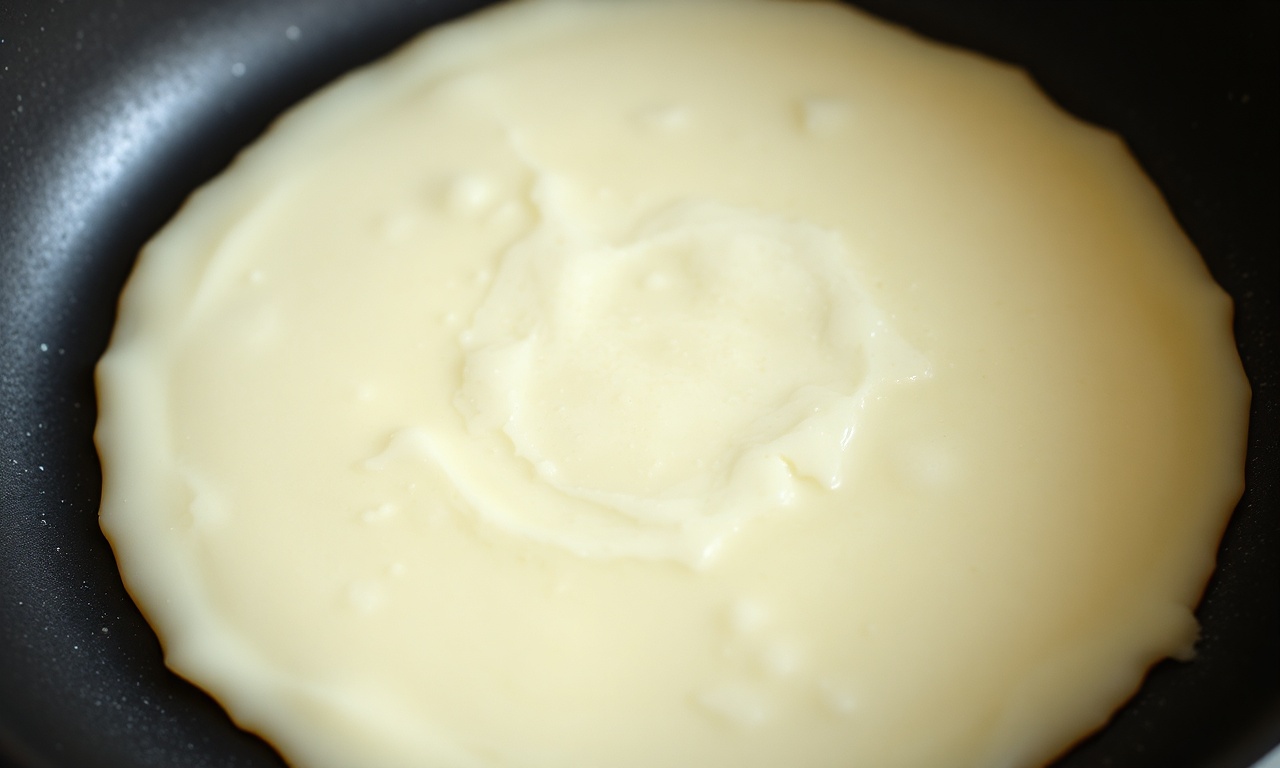 Mussarela derretendo na frigideira até dourar.