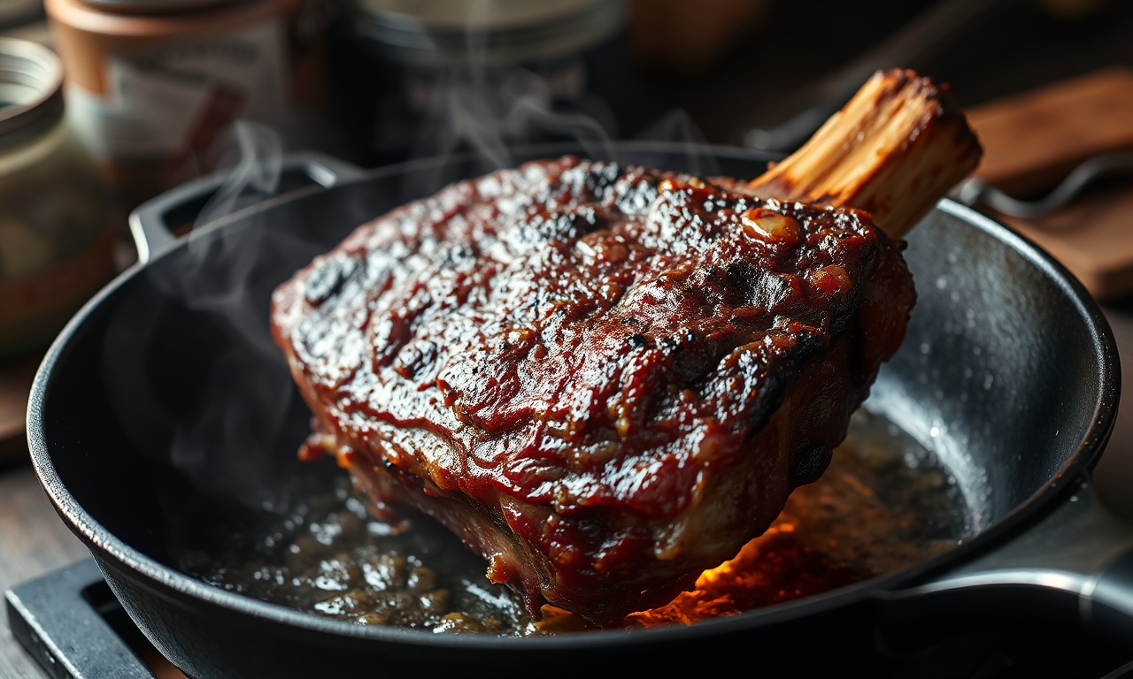 O momento crucial de selar a carne na assadeira para criar a crosta saborosa.