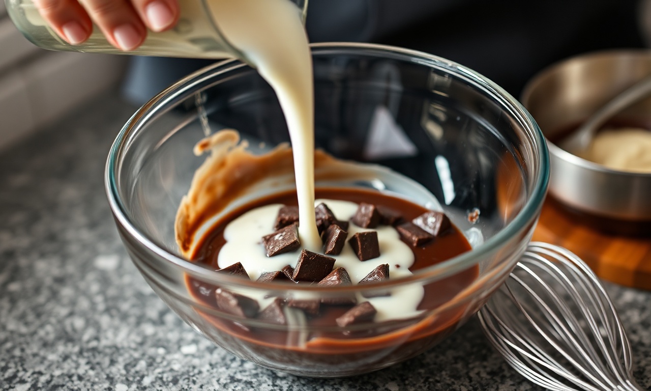 O momento de preparar a ganache de chocolate meio amargo