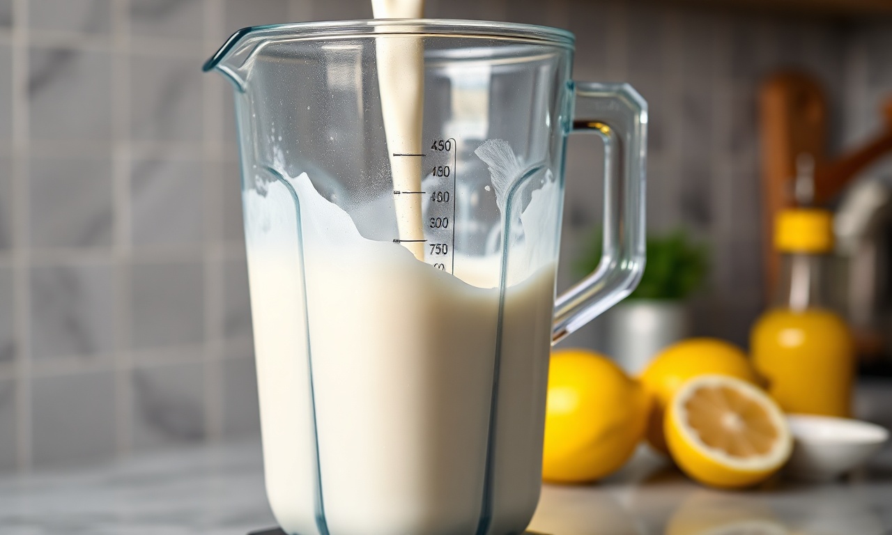 Leite sendo batido em liquidificador formando espessa cremosa