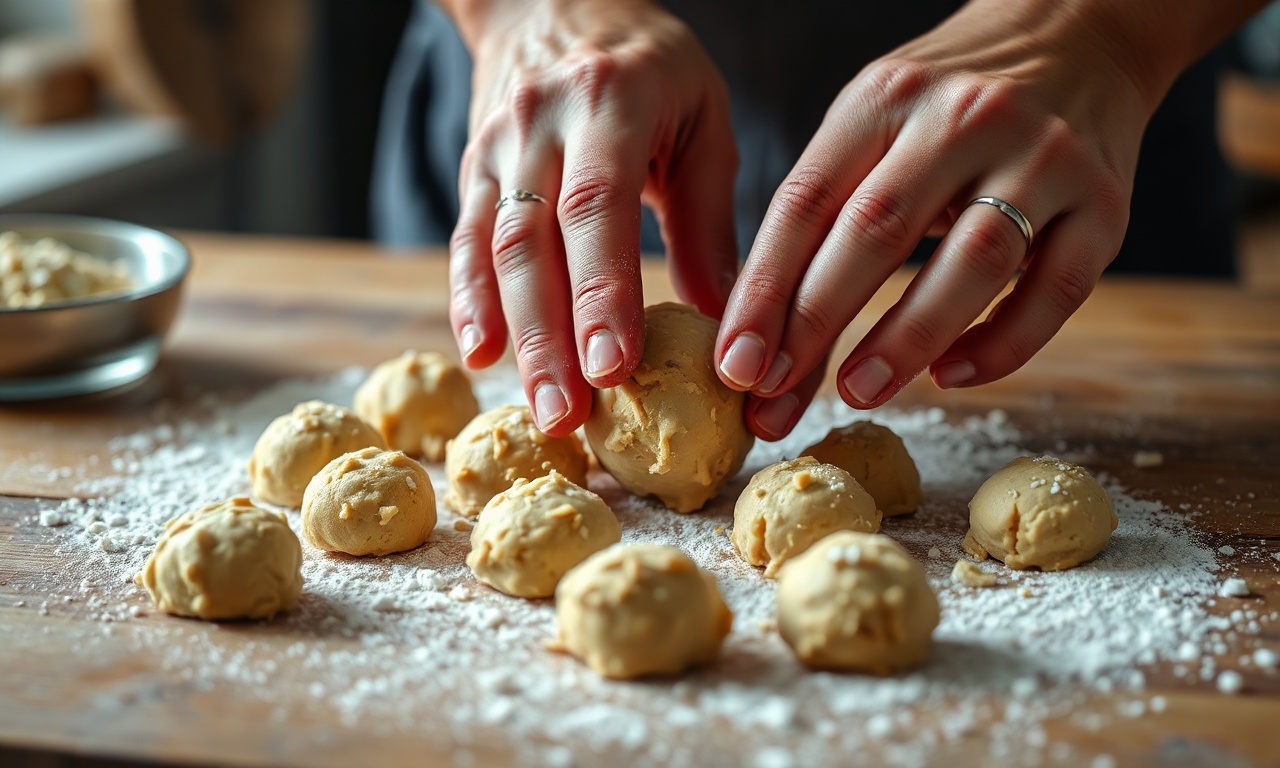 Biscoitinho De Coco Fofinho E Crocante: Pronto Em 35 Min 5 Mão moldando as bolinhas de massa de coco.