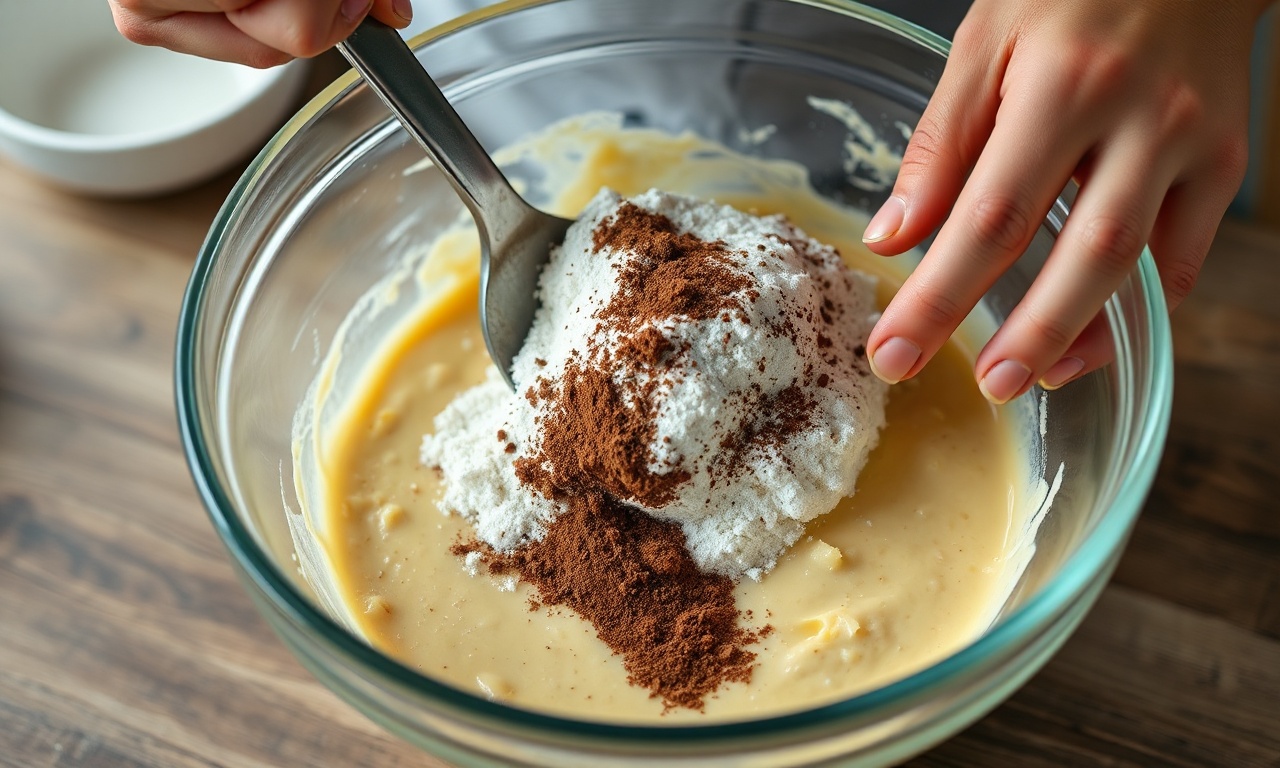 Cookie De Chocolate Sem Ovo: Fofinho Por Dentro E Crocante 5 Momento de incorporar os ingredientes secos à mistura de ghee e açúcar.