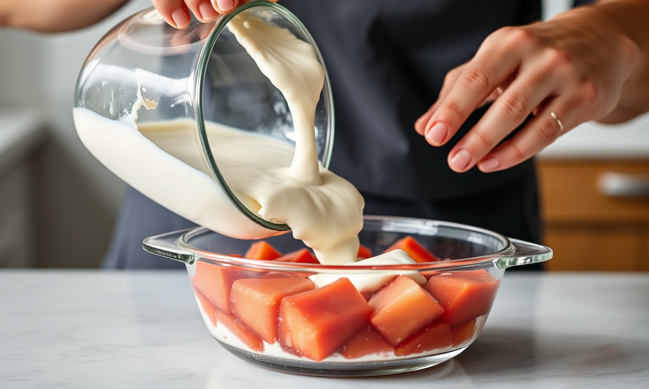 O momento de montar as camadas da mousse no refratário.