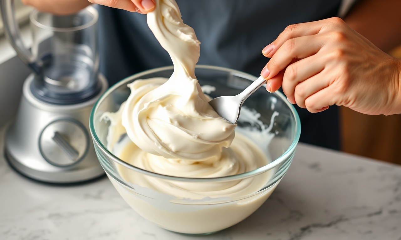Momento de incorporar o creme batido em neve à mistura do liquidificador