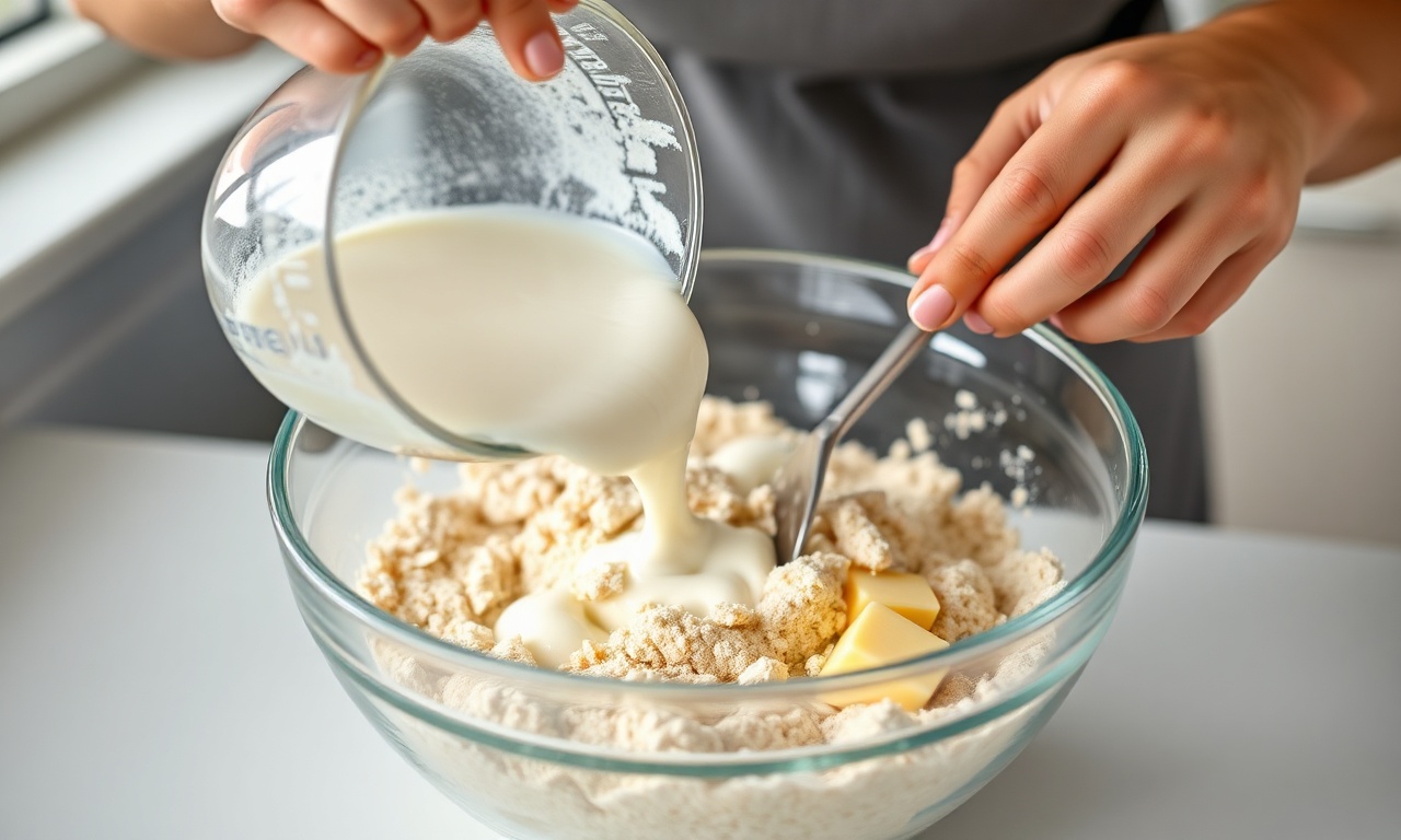 Bolinho De Iogurte Sem Açúcar: Fofinho Em 30 Min Com 5 Ingredientes 5 Despejando a massa líquida nos ingredientes secos.