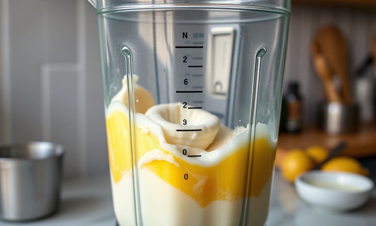 Momento de bater os ingredientes úmidos no liquidificador.