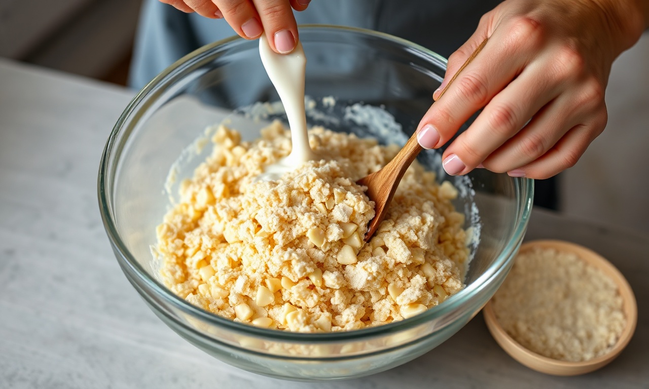 Hidratação dos flocões no leite formando pasta grossa