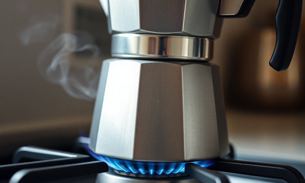 Cafeteira Italiana: O Guia Definitivo Para Um Café Perfeito 5 O momento crucial de aquecer a cafeteira no fogo baixo.