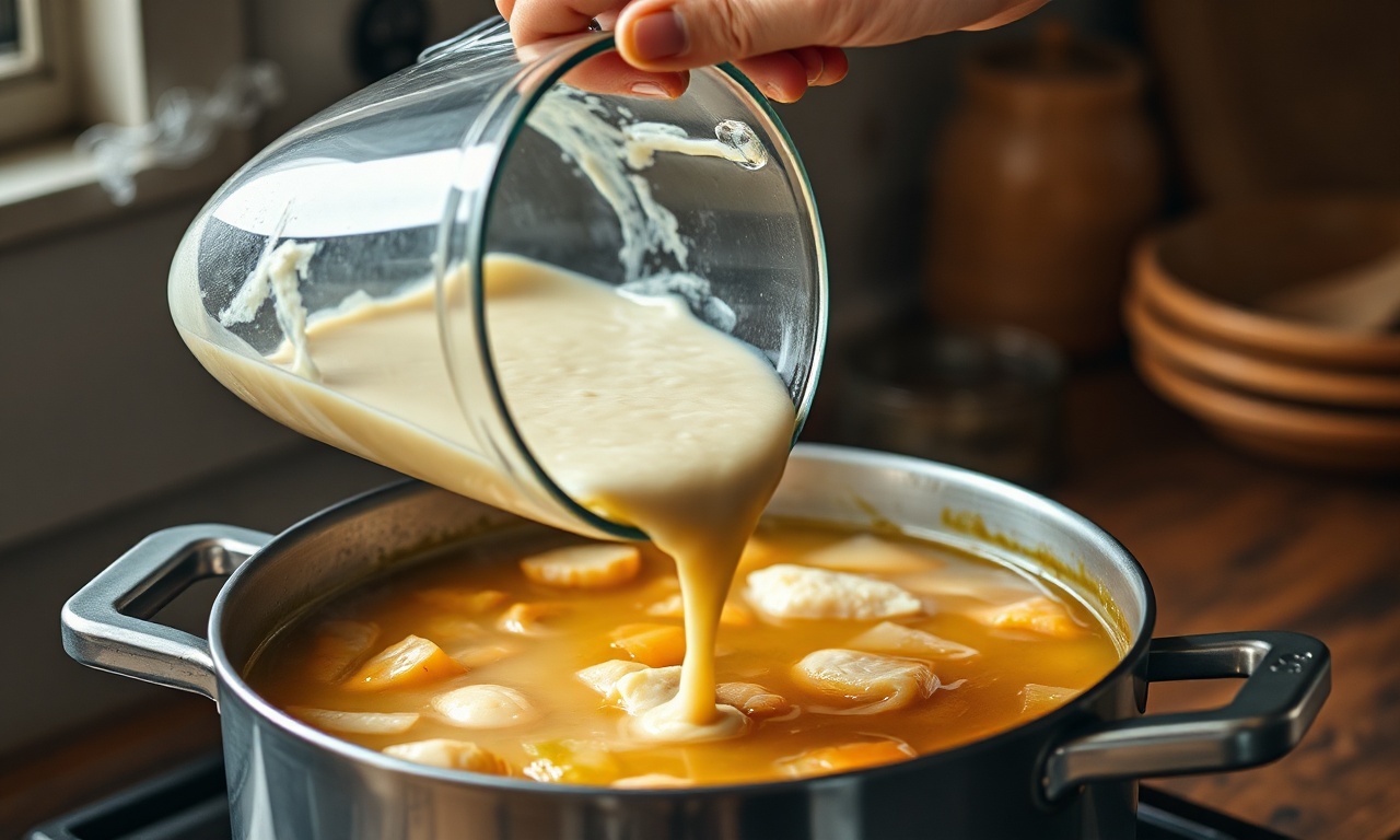 Caldo De Peixe Cremoso: Fácil Em 35 Min Com 8 Ingredientes 5 O momento de amassar as batatas cozidas diretamente na panela para criar a cremosidade.