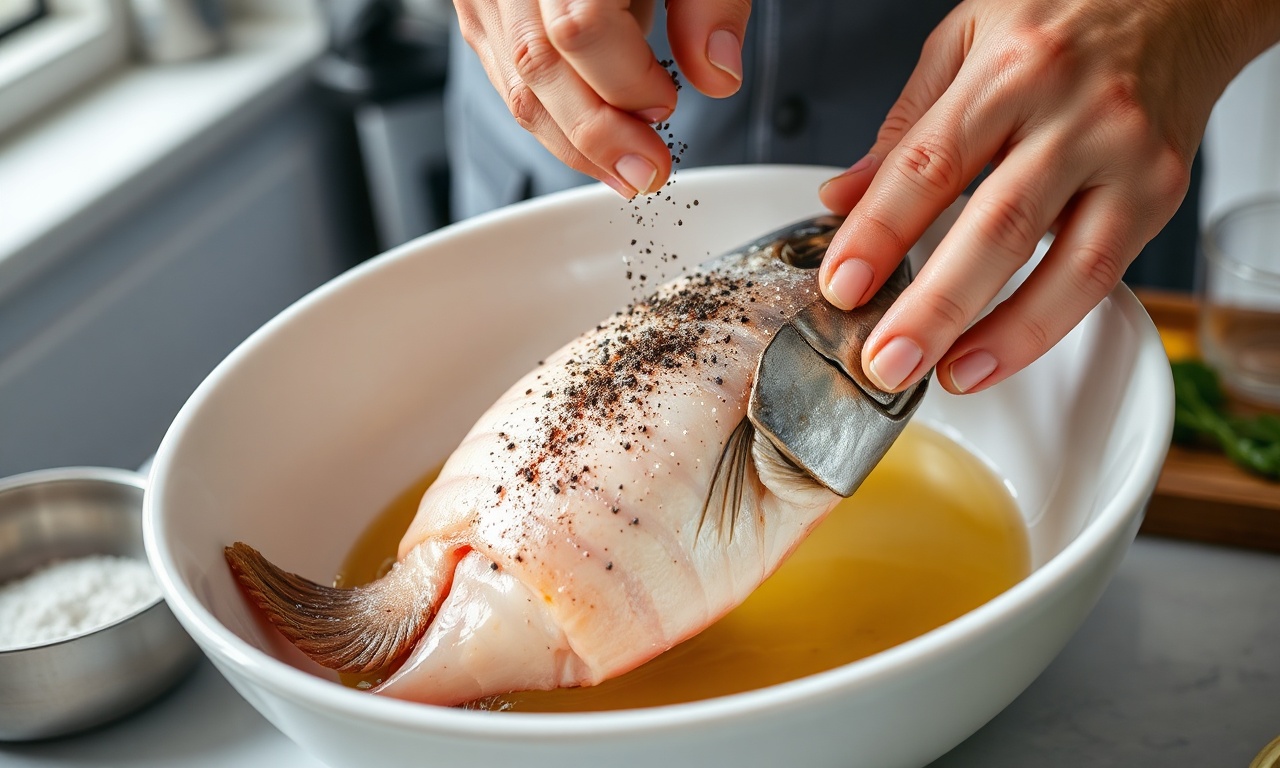 Temperando os peixes antes de ir para a airfryer.