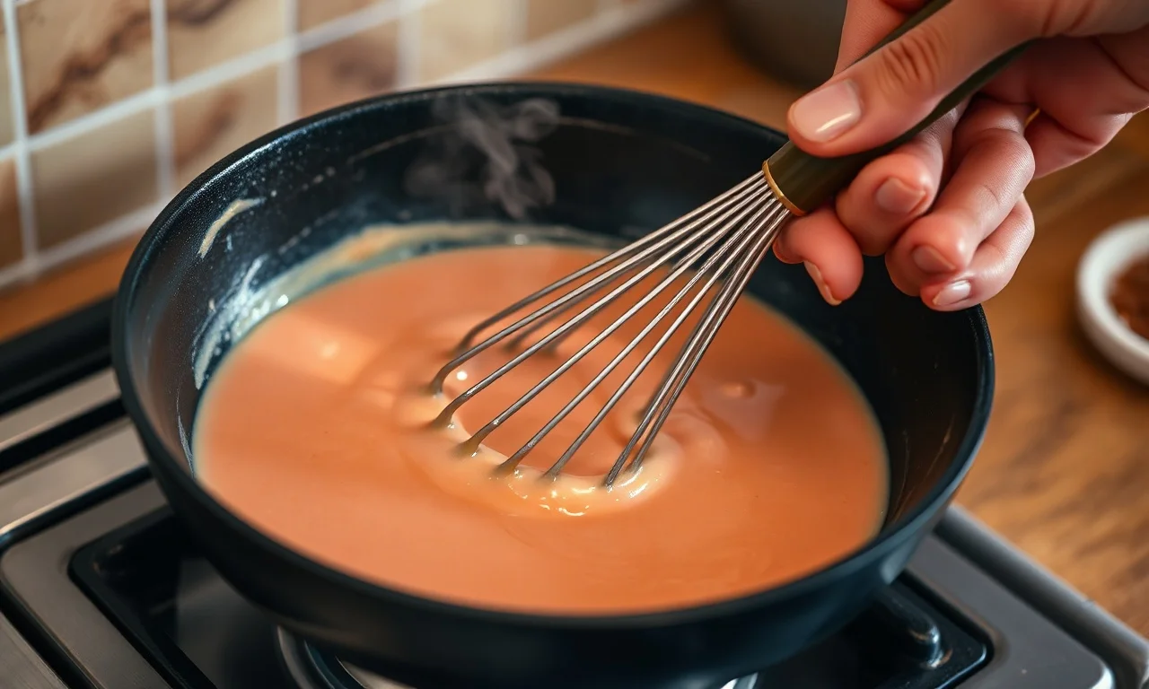 Molho Rosé Cremoso Em 5 Minutos: Receita Fácil E Rápida 5 O momento de emulsificar o creme de leite com o molho de tomate.