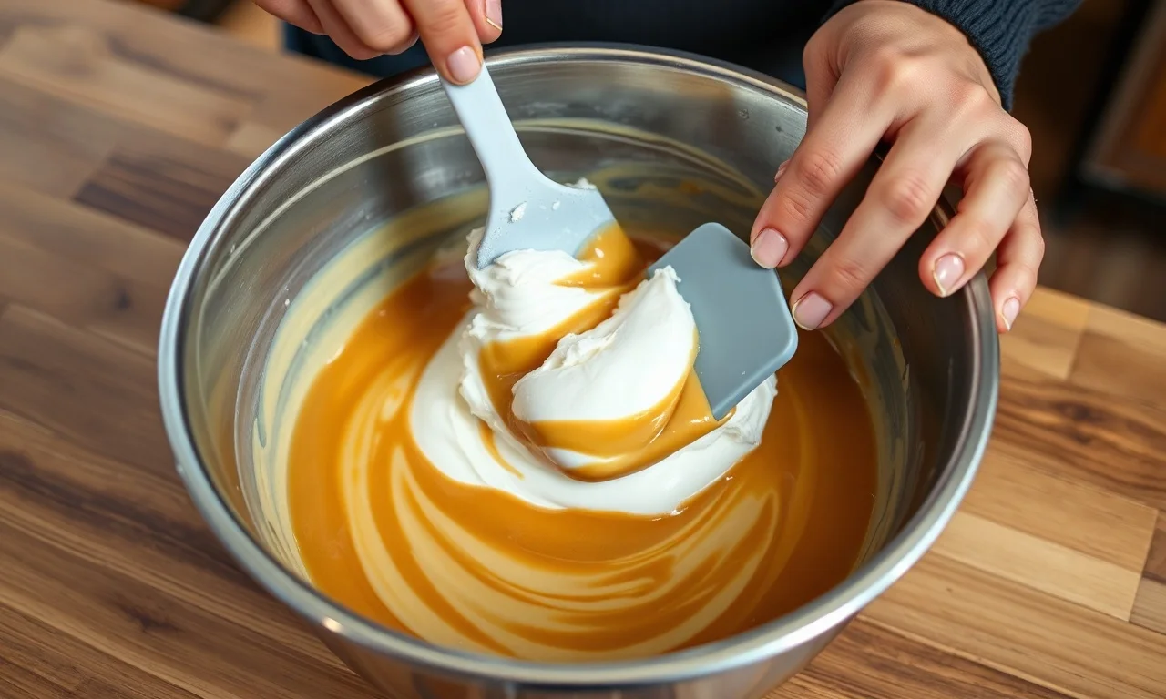 Sorvete De Doce De Leite Caseiro Cremoso: Apenas 4 Ingredientes 5 Incorporação delicada do creme batido à mistura de doce de leite