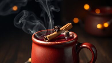 Bebida quente e aromática em caneca de barro, perfeita para aquecer a noite de São João.