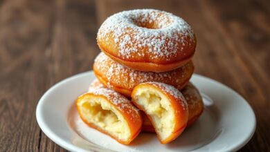 Bolinhos dourados, fofos e polvilhados com açúcar, prontos para o café da tarde.