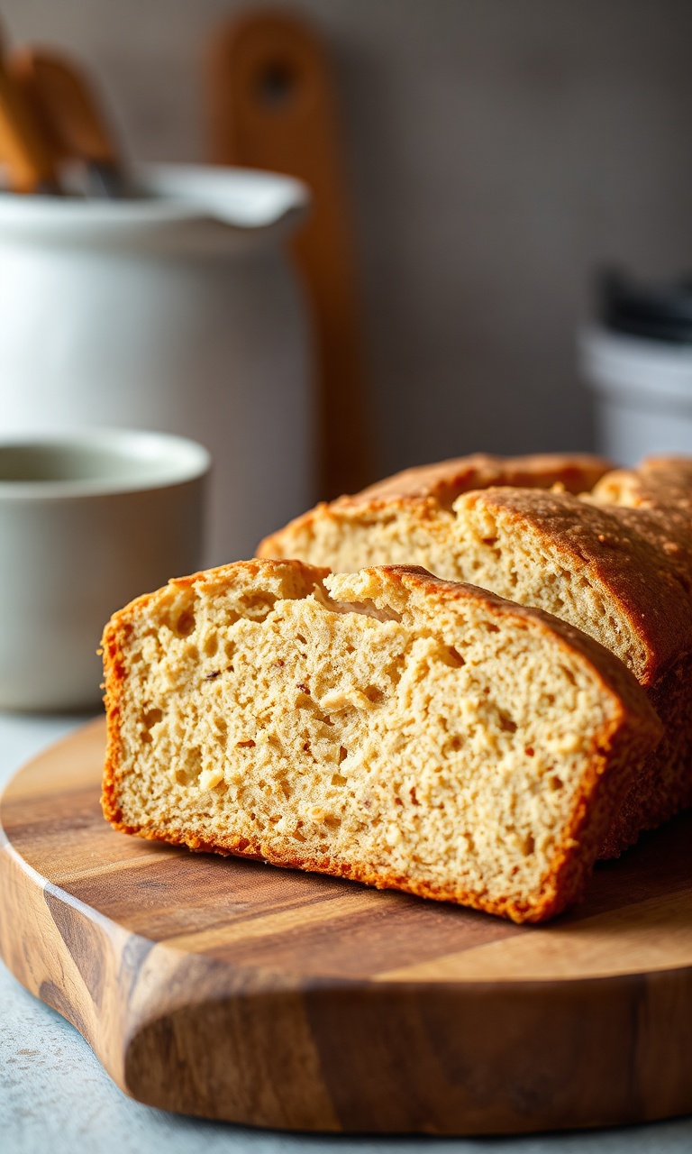 Fatia de bolo de banana dourado com textura macia e úmida