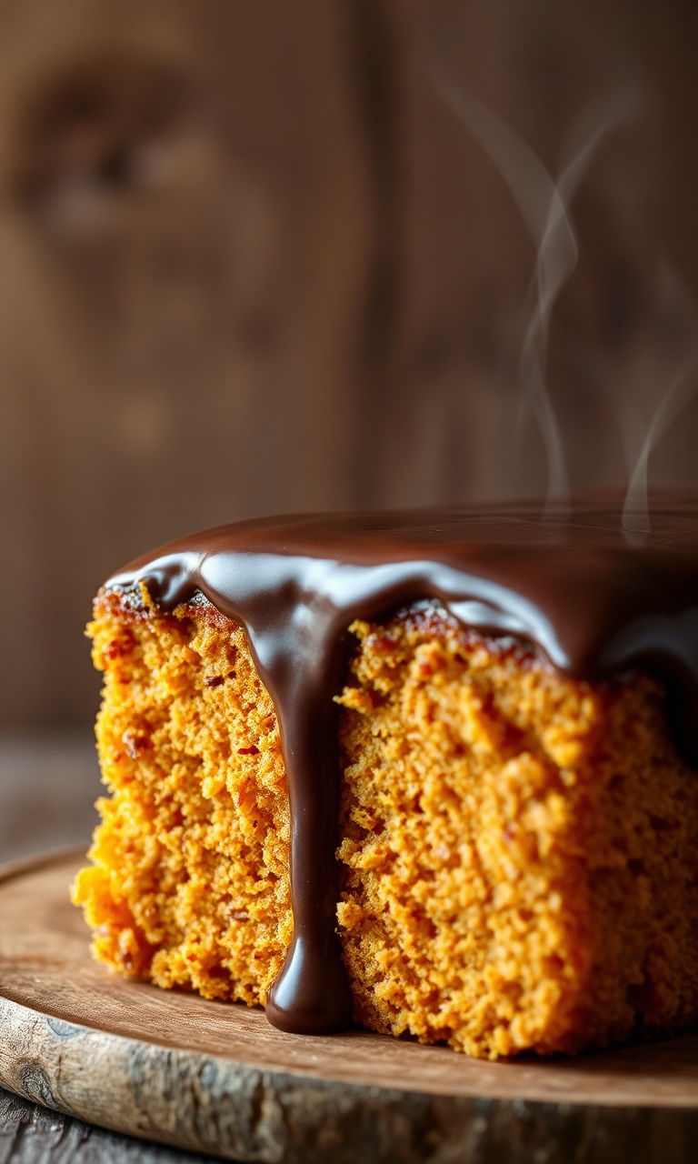 Bolo de cenoura com cobertura de chocolate brilhante
