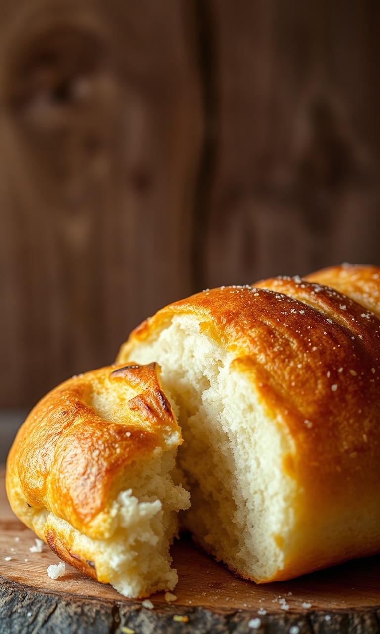 Pão francês dourado com casca craquelada e miolo fumegante