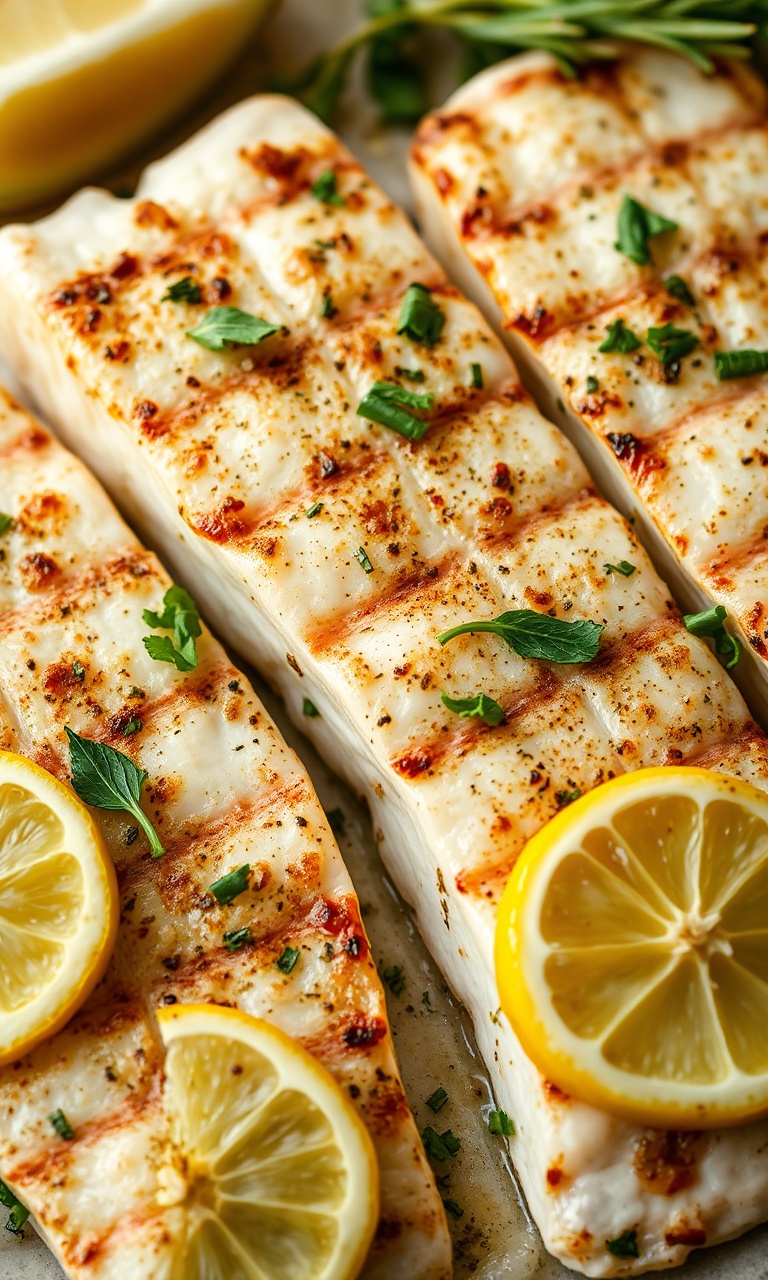 Filés de peixe grelhados com limão e ervas