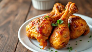 Tulipas de frango douradas e crocantes, com pele estalosa e macias por dentro, servidas com salsinha fresca.