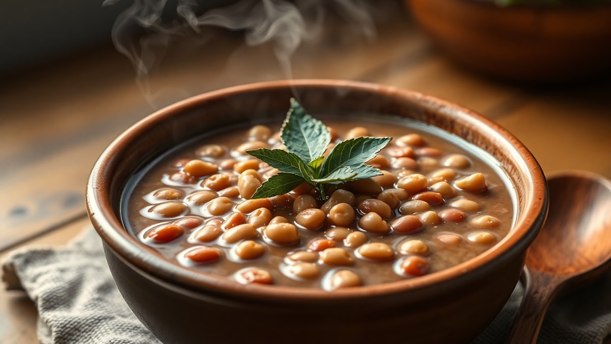 Feijão Do Dia A Dia: Receita Simples Para Um Caldo Cremoso 3 Cumbuca rústica com feijão carioca fumegante e caldo bem encorpado