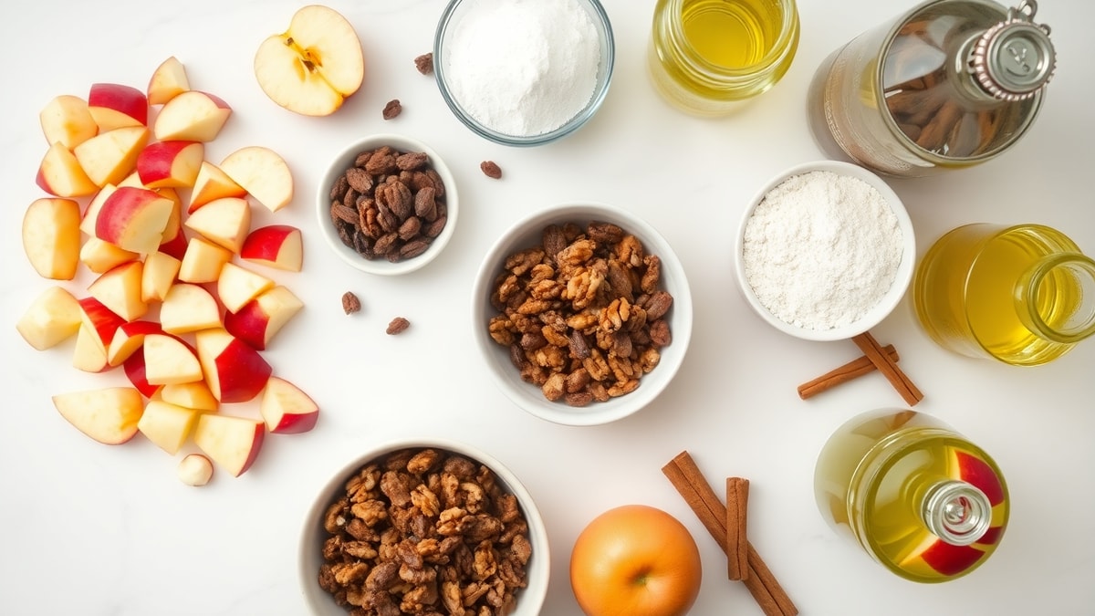 Vista de cima dos ingredientes organizados