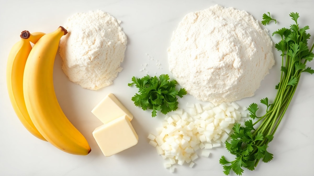 Farofa De Banana: Receita Crocante E Fácil Em 15 Minutos 4 Vista de cima dos ingredientes organizados na bancada