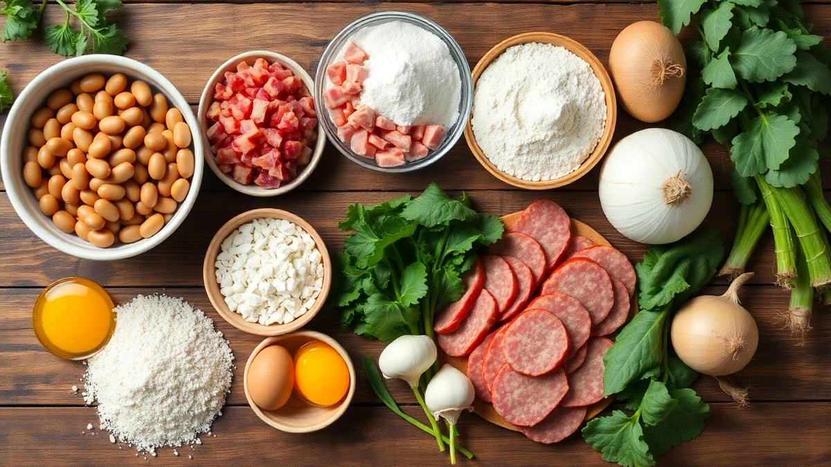 Vista de cima dos ingredientes organizados