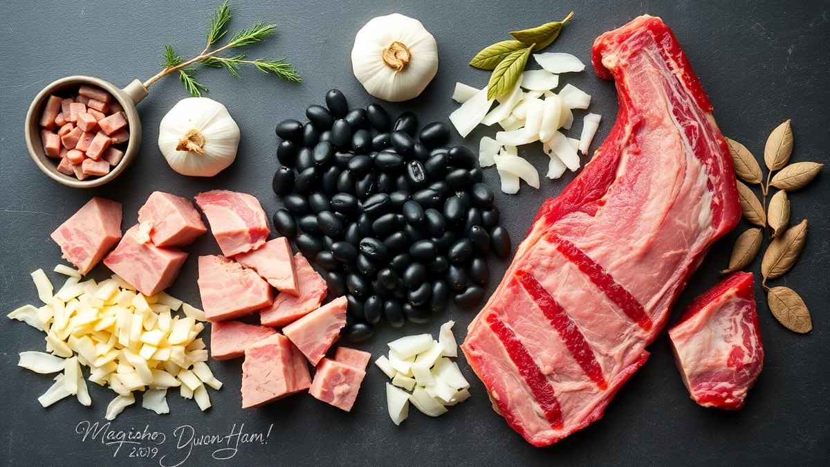 Vista de cima dos ingredientes organizados