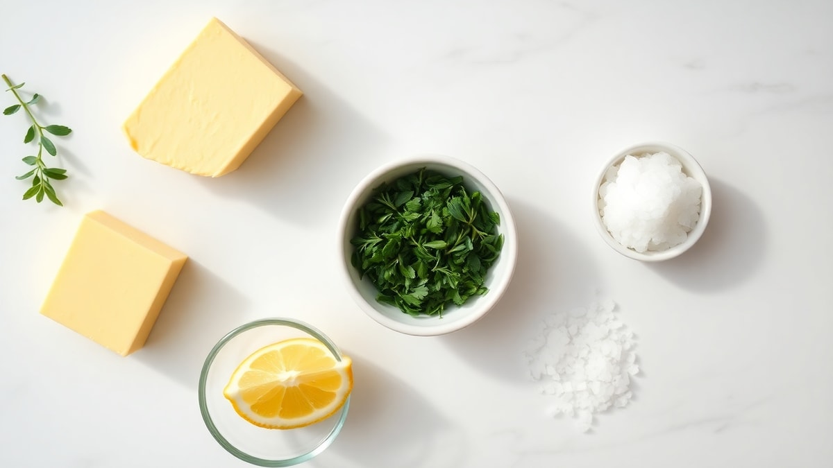 Manteiga Temperada: Receita Fácil E Profissional Em 10 Min 4 Vista de cima dos ingredientes organizados