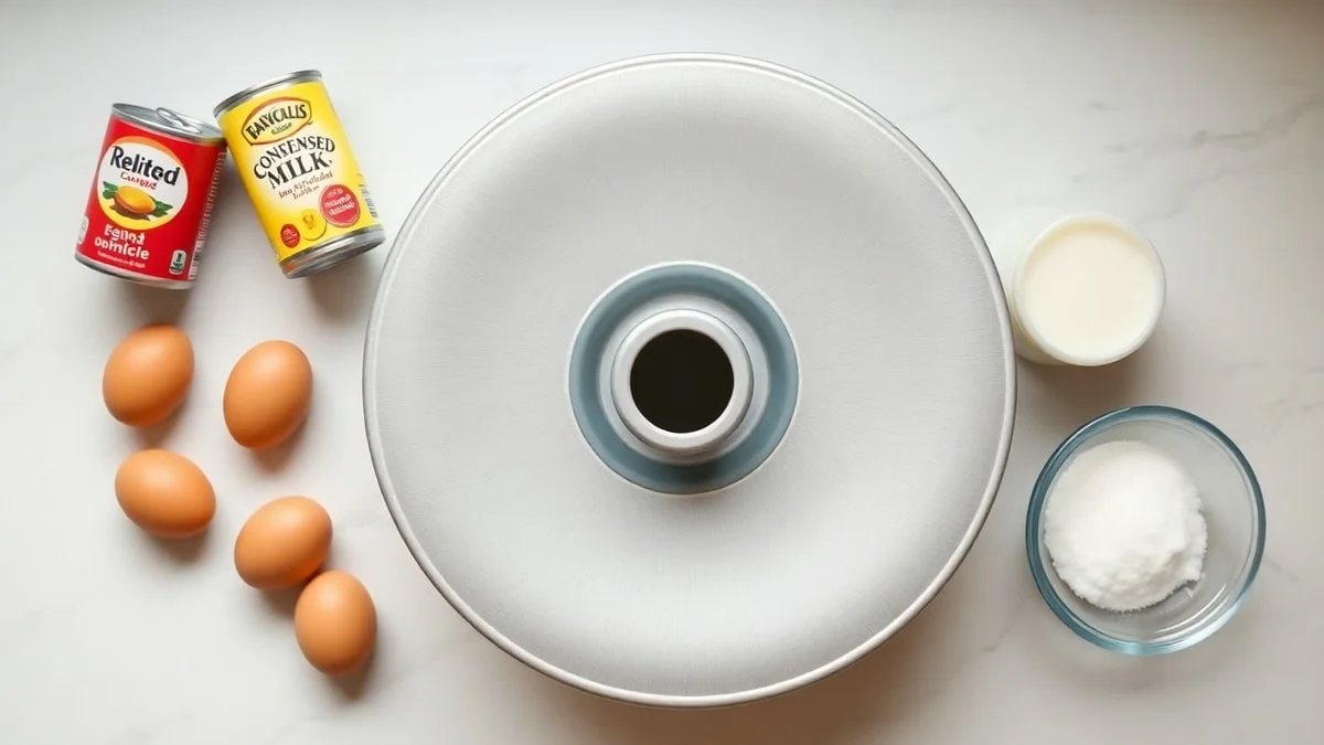Vista de cima dos ingredientes e a forma de alumínio