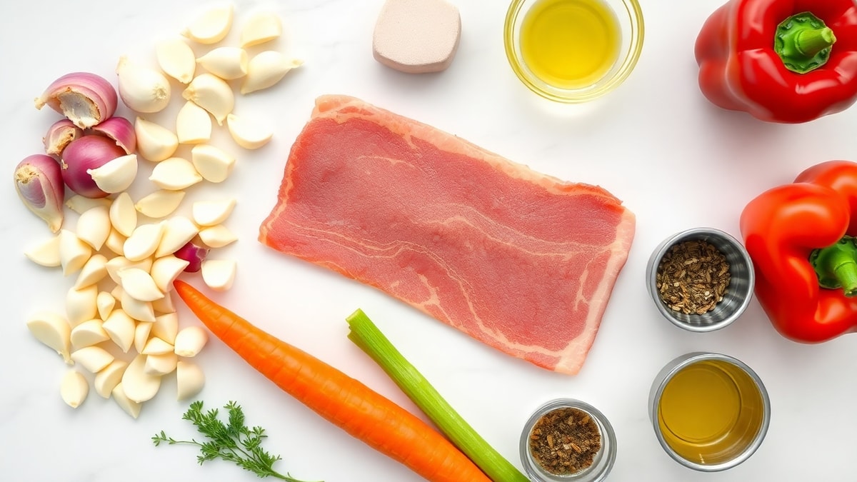 Vista de cima dos ingredientes organizados