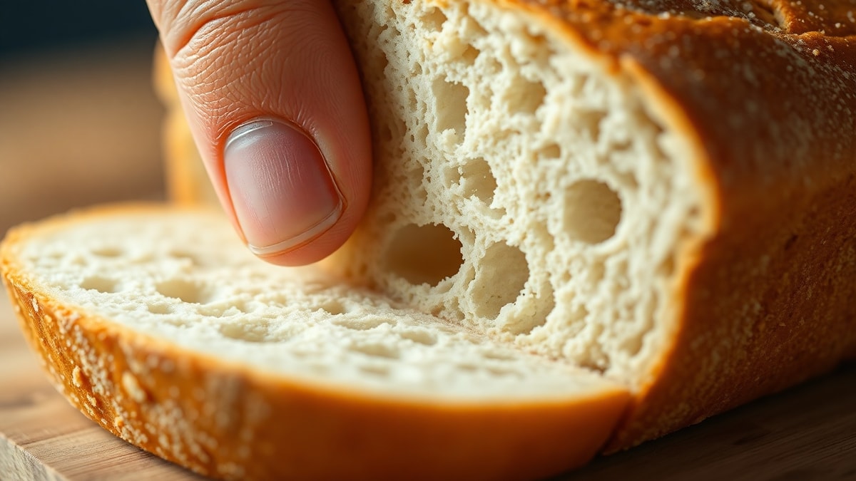 Pão Caseiro Macio: Receita Infalível Que Não Esfarela 5 Close-up do miolo elástico e macio do pão