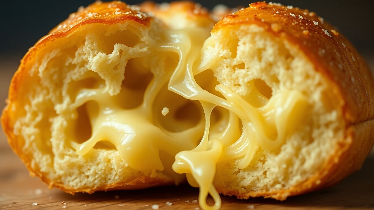 Pão De Queijo De Frigideira: Receita Fácil Em 10 Minutos 5 Close-up da textura interna elástica do pão de queijo