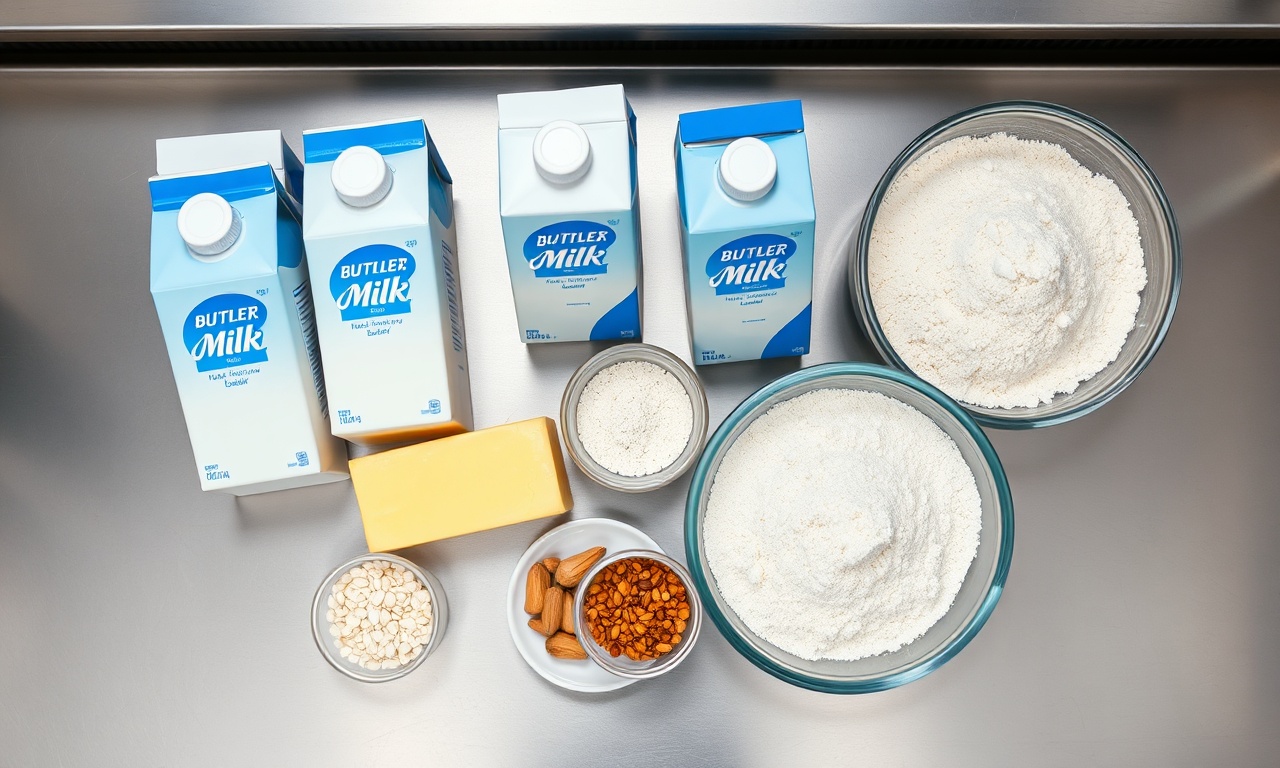 Vista de cima dos ingredientes em grande escala organizados na bancada