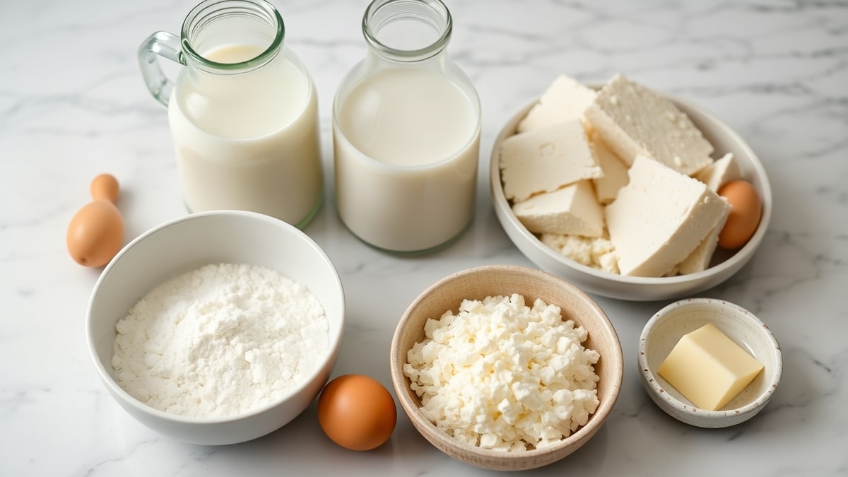 Pão De Queijo Macio: Receita Profissional E Infalível 4 Vista de cima dos ingredientes organizados