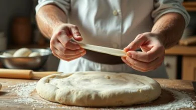 Massa De Pão Dura: Como Salvar E Deixar O Pão Fofinho 7 Close-up da massa sendo esticada até ficar transparente