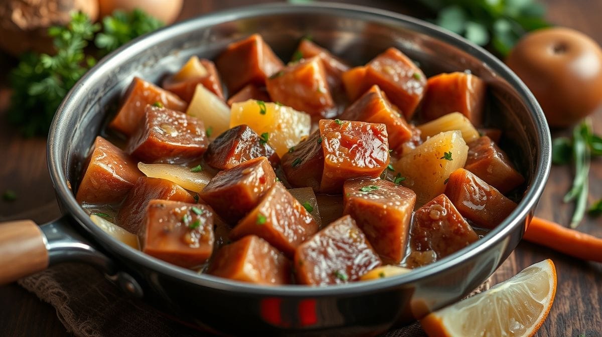 processo de preparo da castanha de caju agridoce, mostrando castanhas misturadas com temperos em tigela, ingredientes naturais ao redor, fotografia culinária detalhada