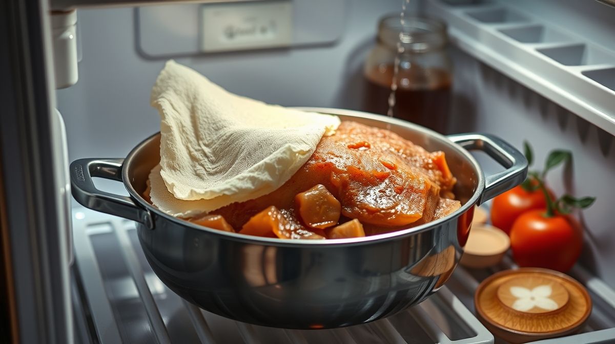 Imagem detalhada do processo de preparo do filé ao molho madeira, mostrando o filé sendo selado na frigideira, com molho madeira espesso e ingredientes frescos ao redor, estilo fotográfico realista