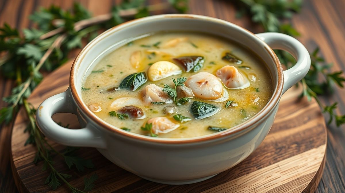Imagem detalhada de um molho cremoso de ervas frescas para salmão, com textura suave e aroma visível, recipiente de cerâmica branca sobre mesa de madeira rústica, estilo fotográfico gastronômico