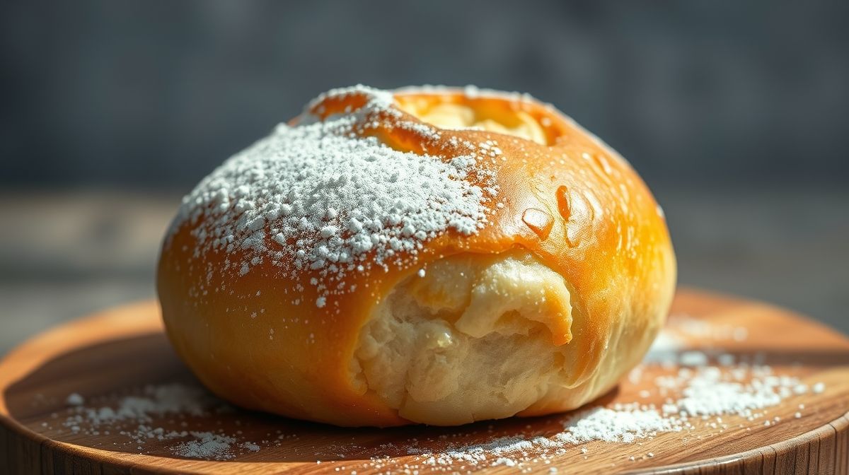 Pãozinho de leite em pó fit fofinho e dourado, servido em prato branco com café ao lado