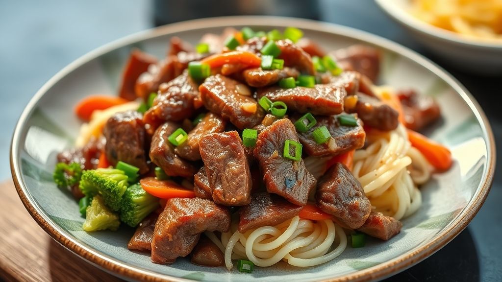 Prato de alcatra em tiras douradas, suculentas e bem temperadas, servido de forma apetitosa.