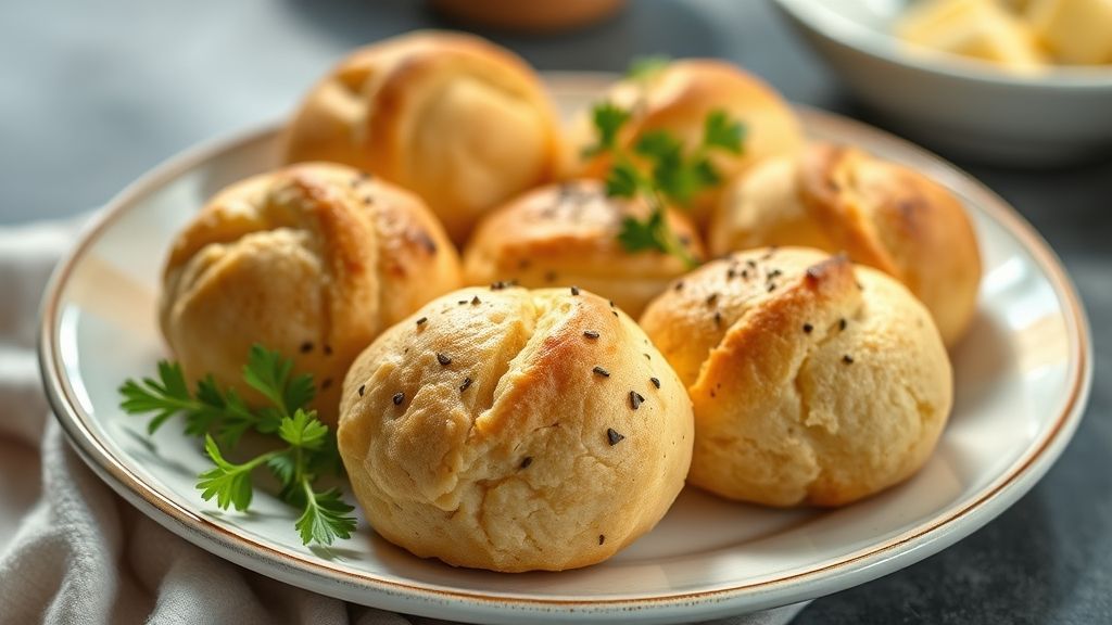 Broas fit de fubá sem glúten, douradas e crocantes por fora, servidas em cesto rústico com pano de linho